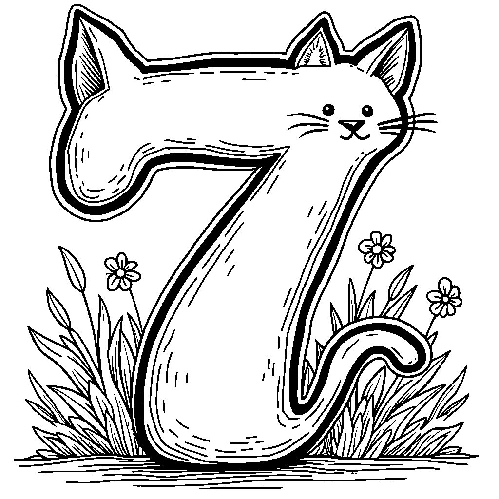 A number 7 shaped like a cat's whisker