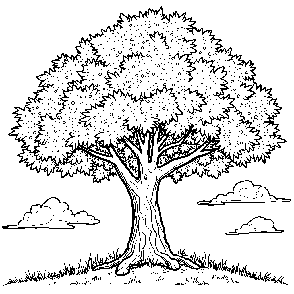 A seven-branch tree with colorful leaves