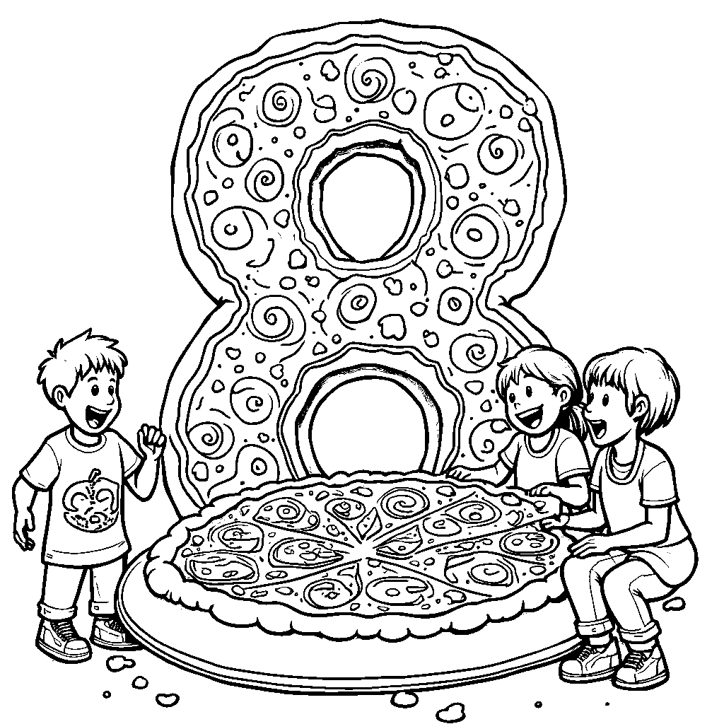 A big 8-shaped pizza with toppings