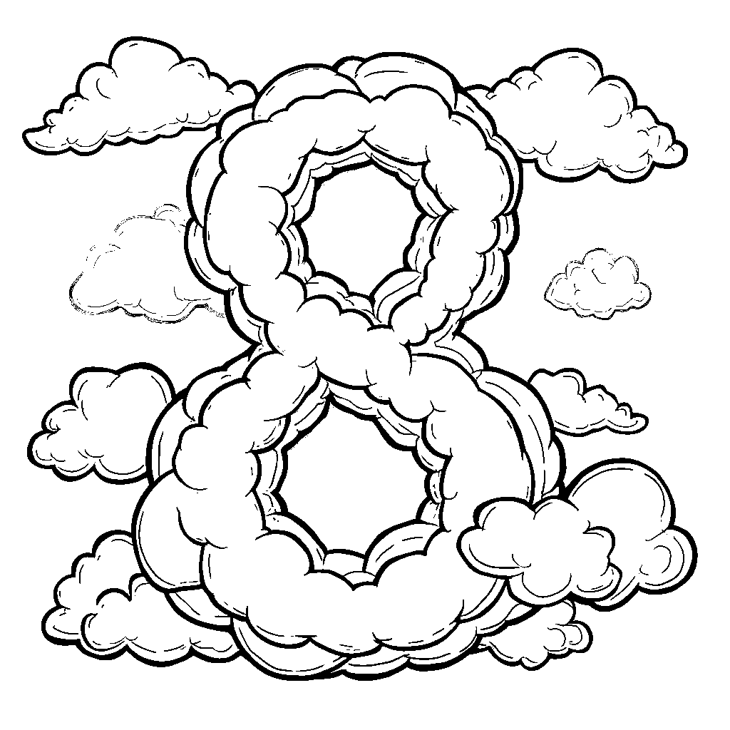 A number 8 made out of swirly clouds