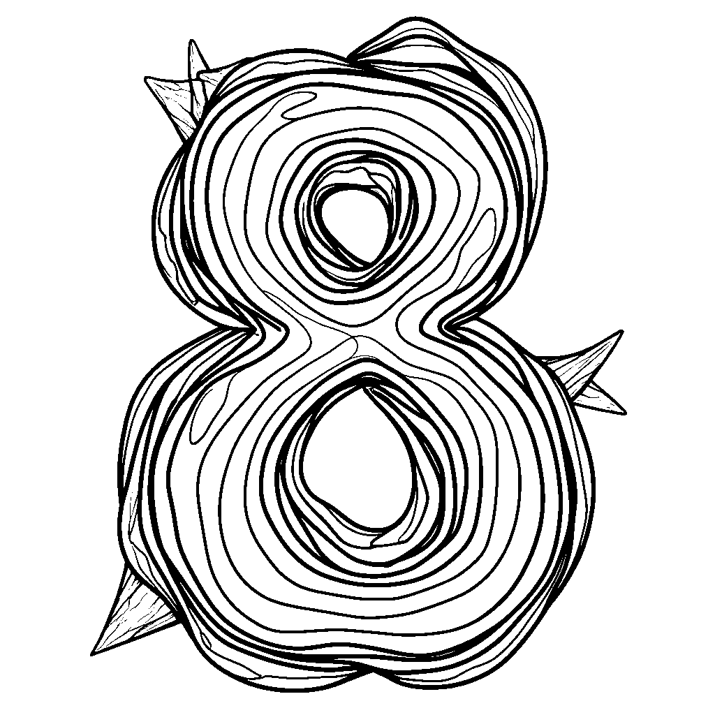 A number 8 made out of wavy ribbons