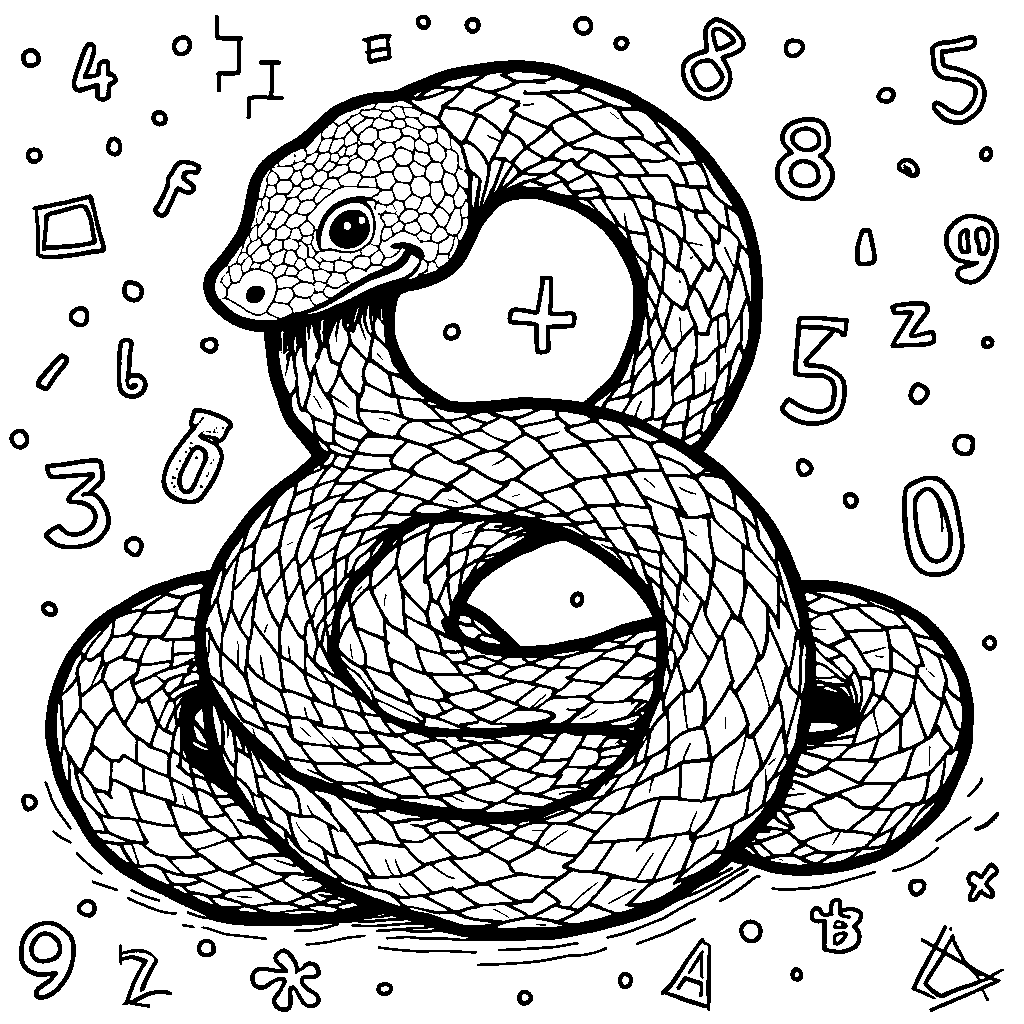 A snake curled up into the shape of an 8