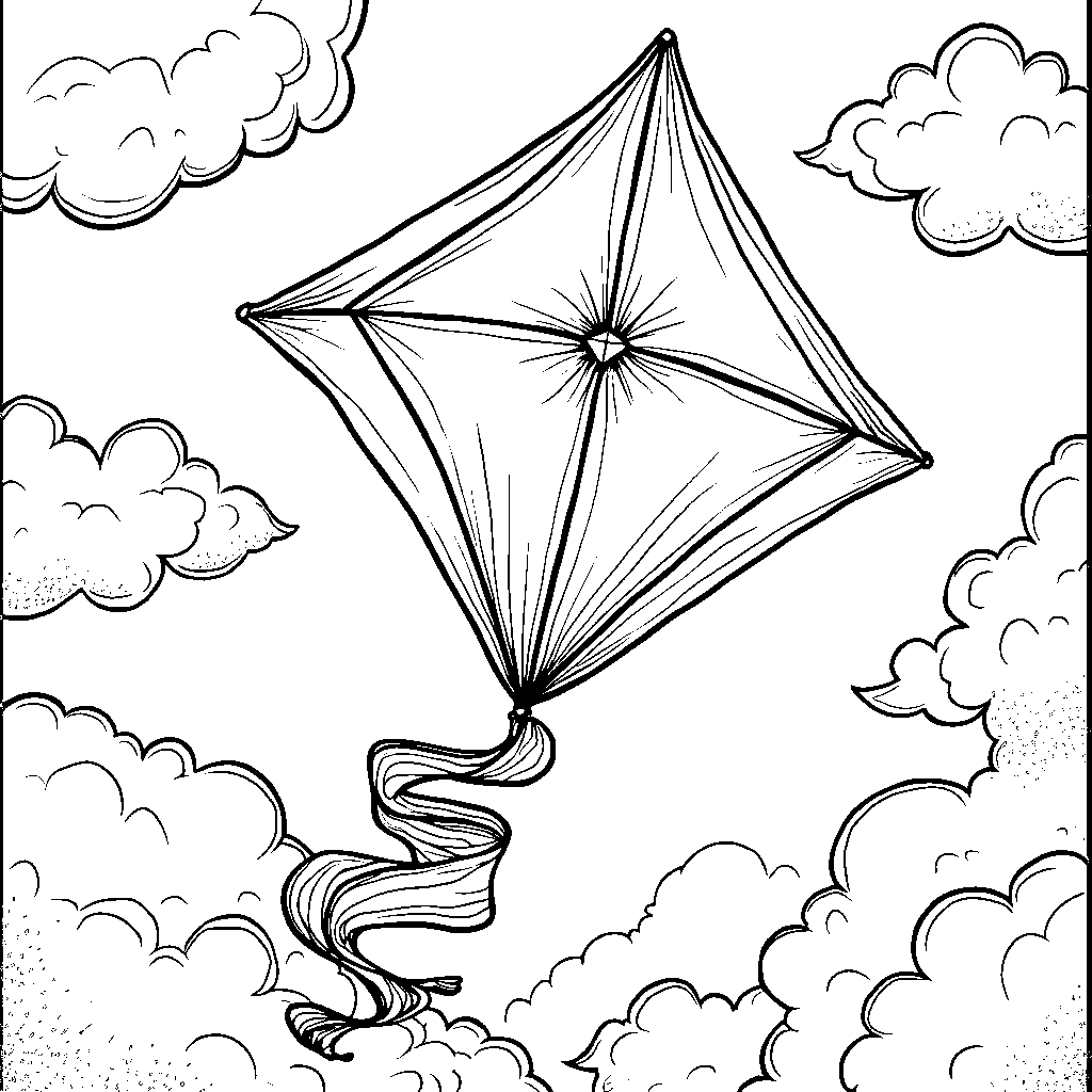 A number 9-shaped kite flying high in the wind