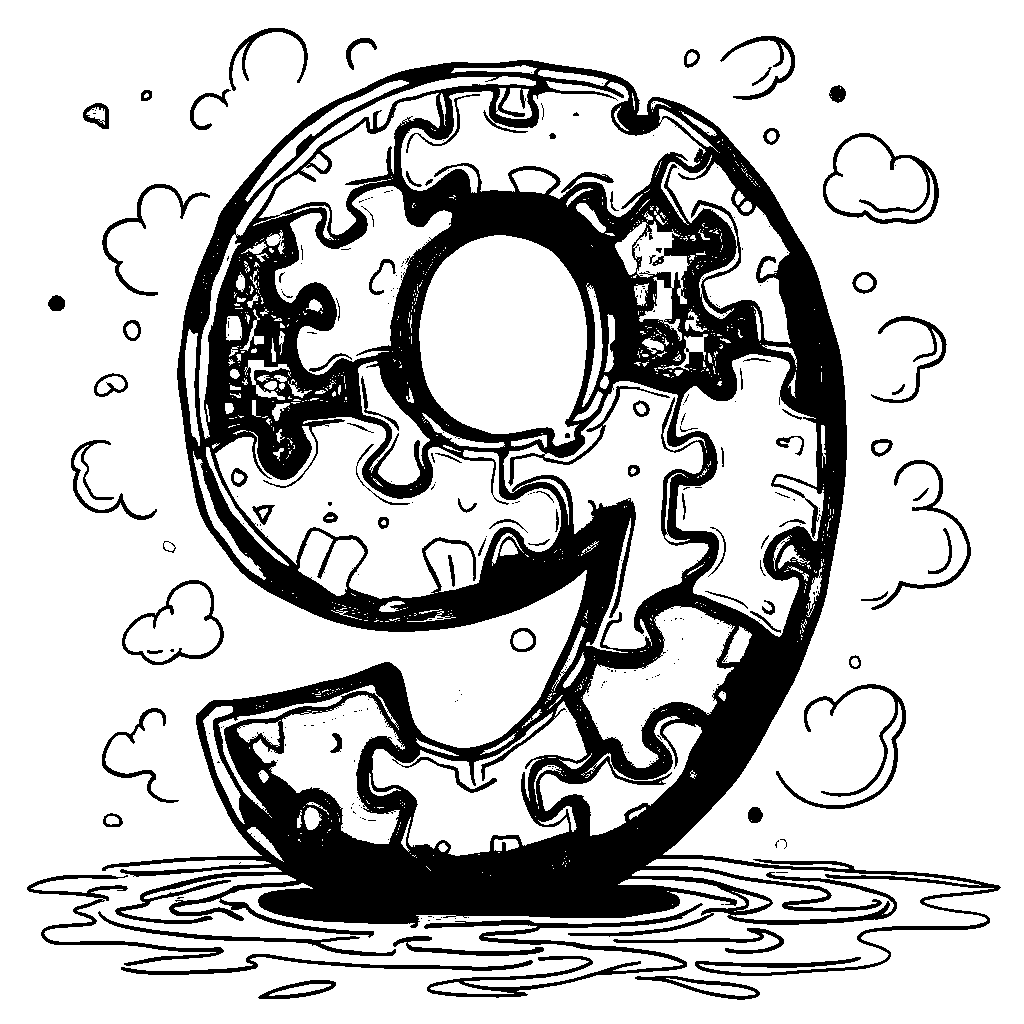 A number 9-shaped puzzle piece fitting into a larger picture