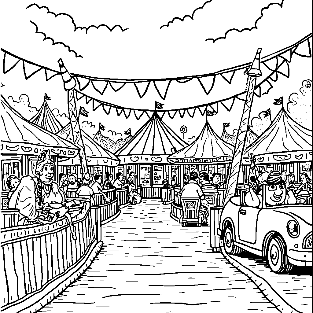 A lively number 31 having fun at a carnival with rides and games