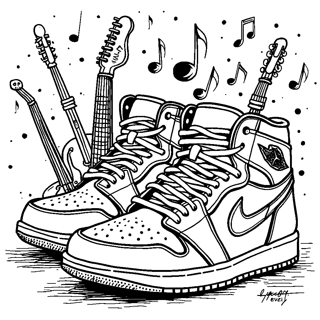 Air Jordan 1 shoes playing musical instruments