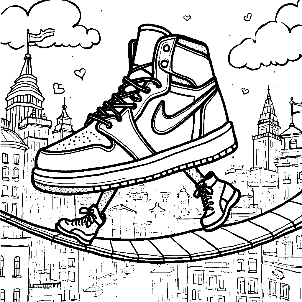 Air Jordan 1 shoes walking on a tightrope