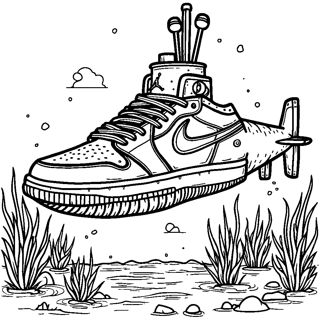 Air Jordan 1 sneaker as a submarine