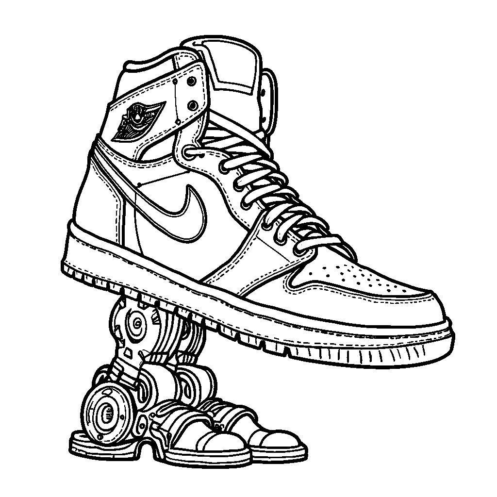 Air Jordan 1 sneaker with a robotic leg