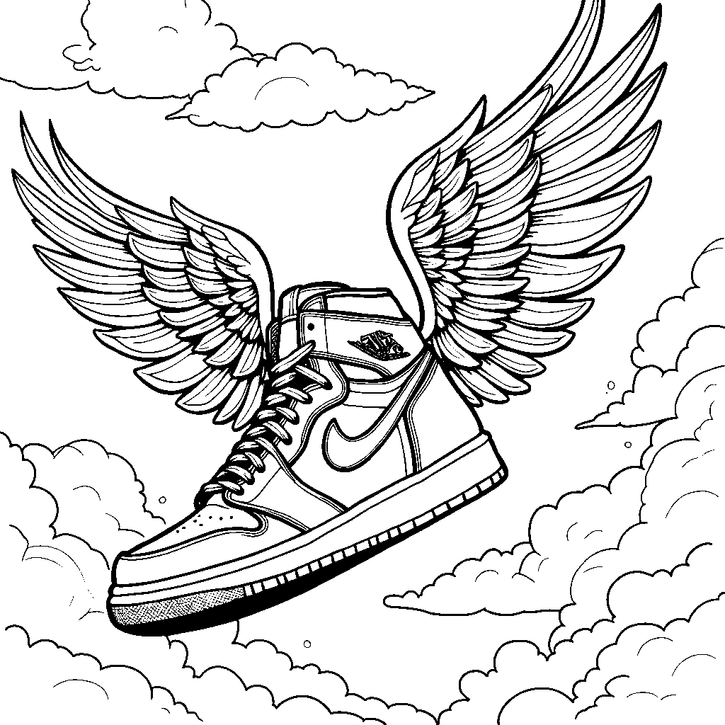 Air Jordan 1 sneaker with wings flying high