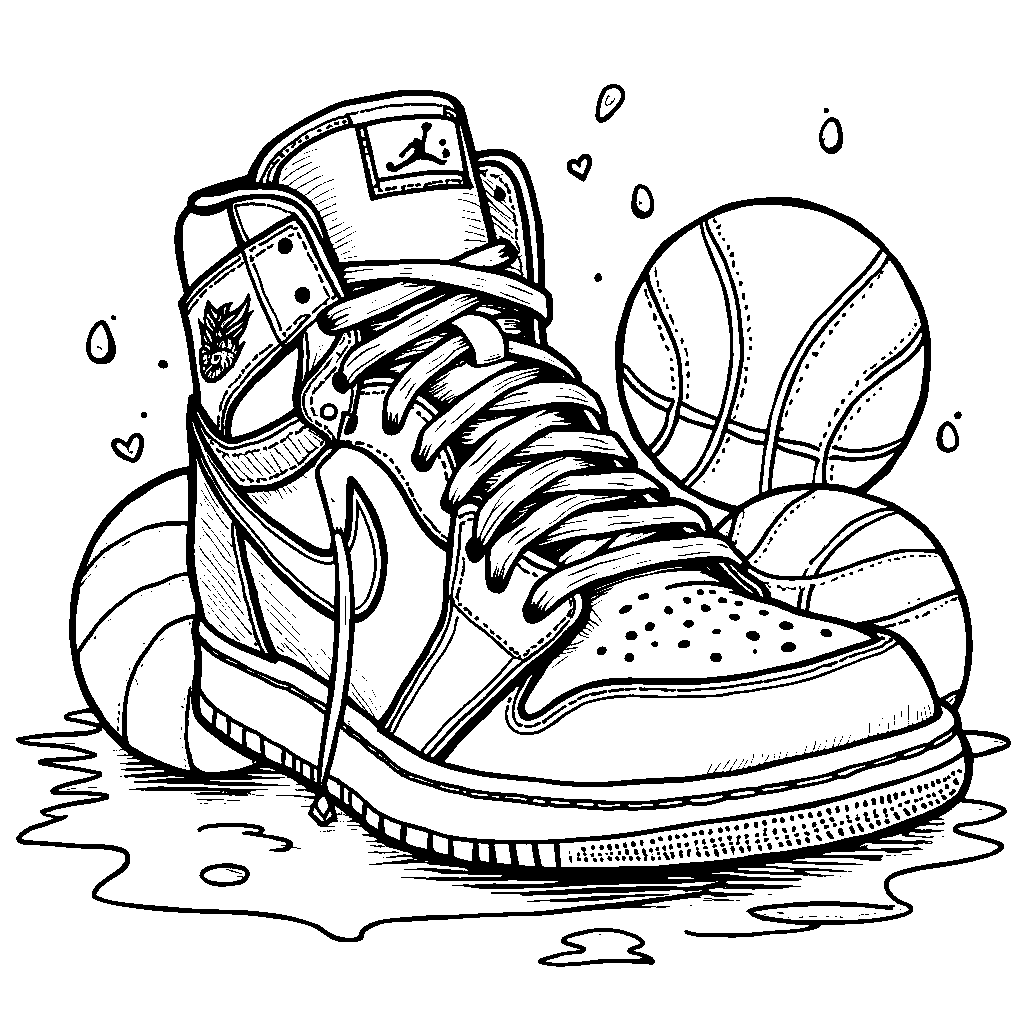 Air Jordan 1 with a basketball hoop on its tongue