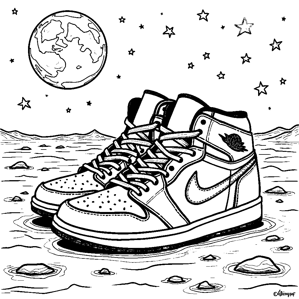 Jordan 1 sneakers on the moon