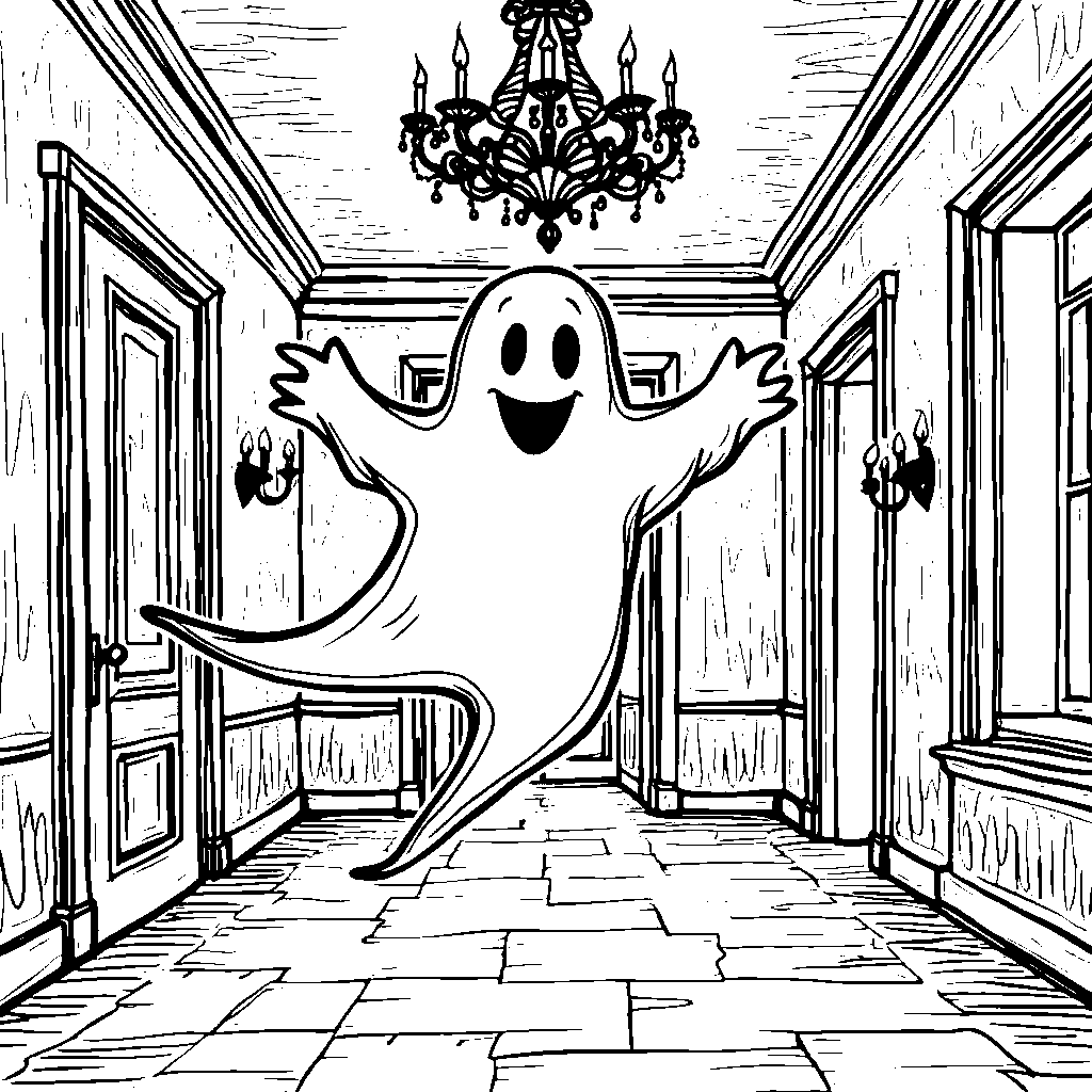 A friendly ghost haunting an old mansion