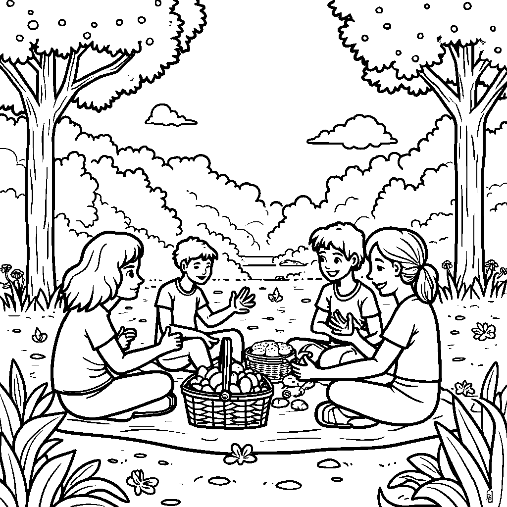 A group of friends having a picnic in the park