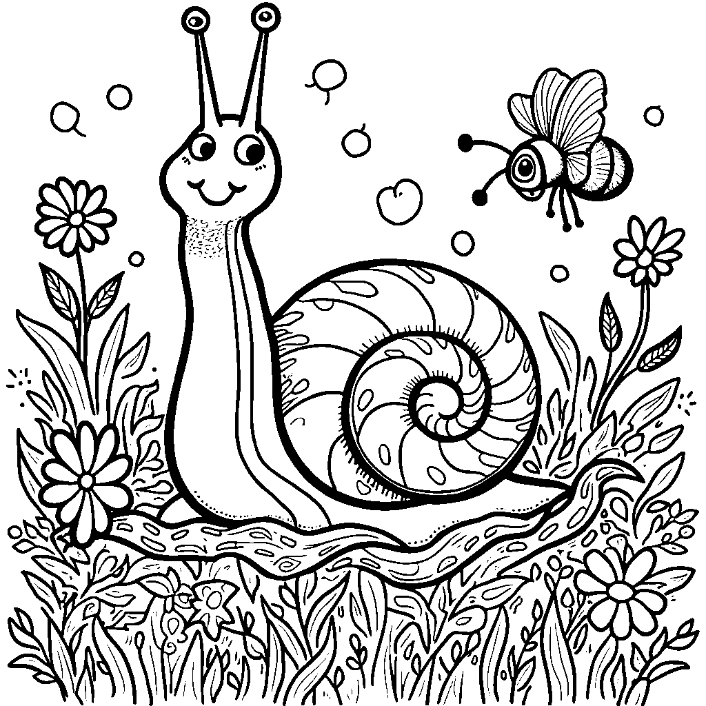 A happy snail leaving a trail of slime