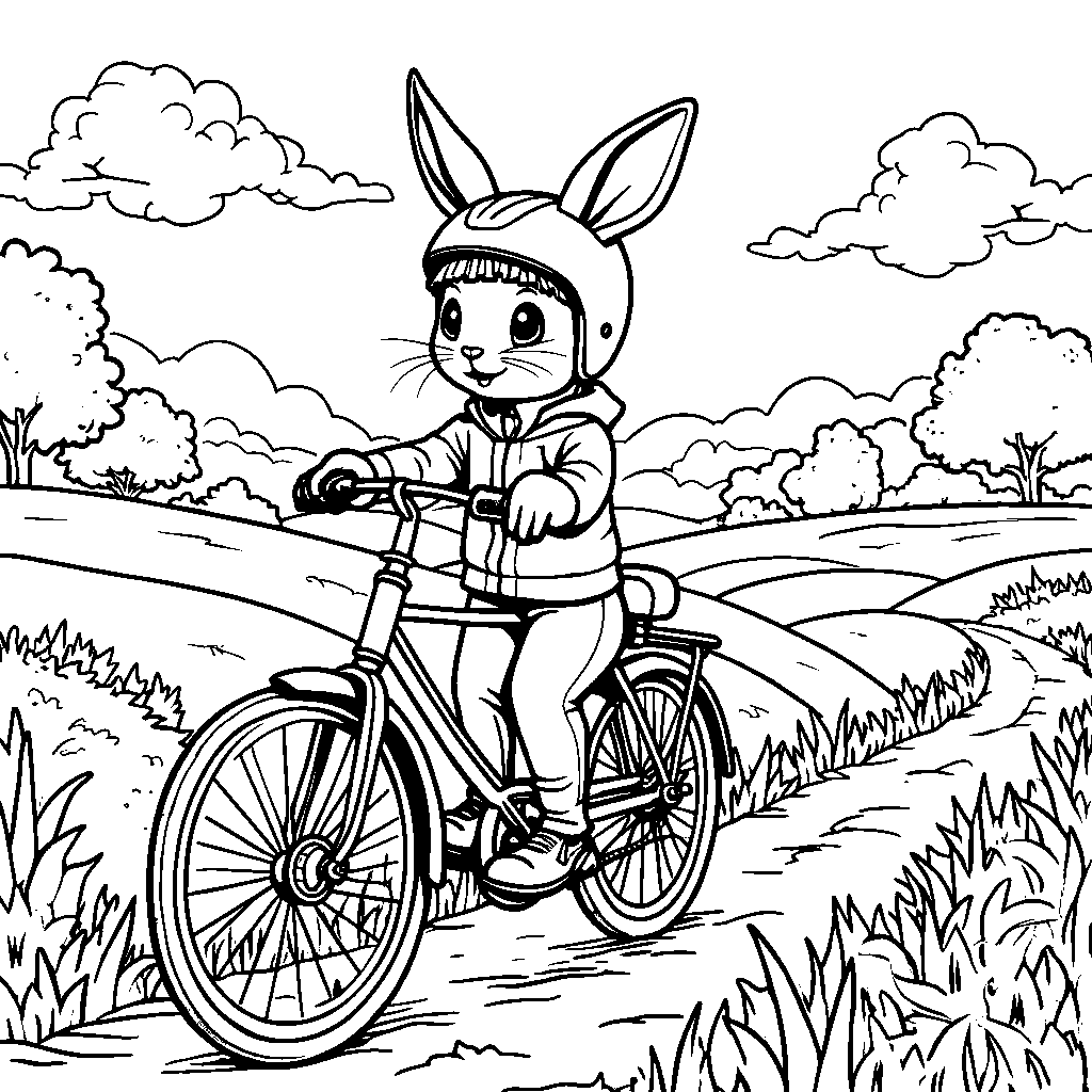 A lovely rabbit riding a bicycle