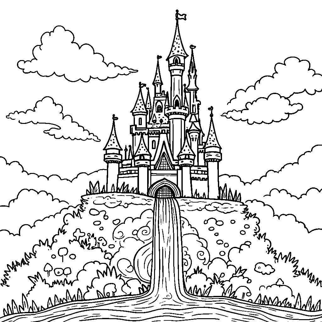 A magical castle built on a cloud