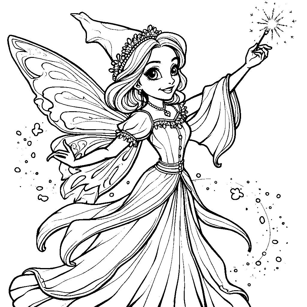 A magical fairy godmother waving her wand