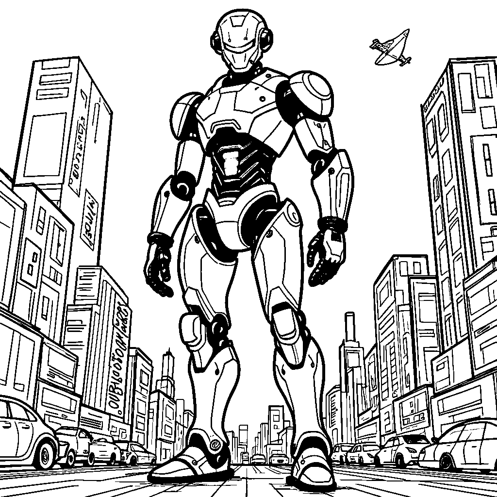 A robot exploring a futuristic cityscape