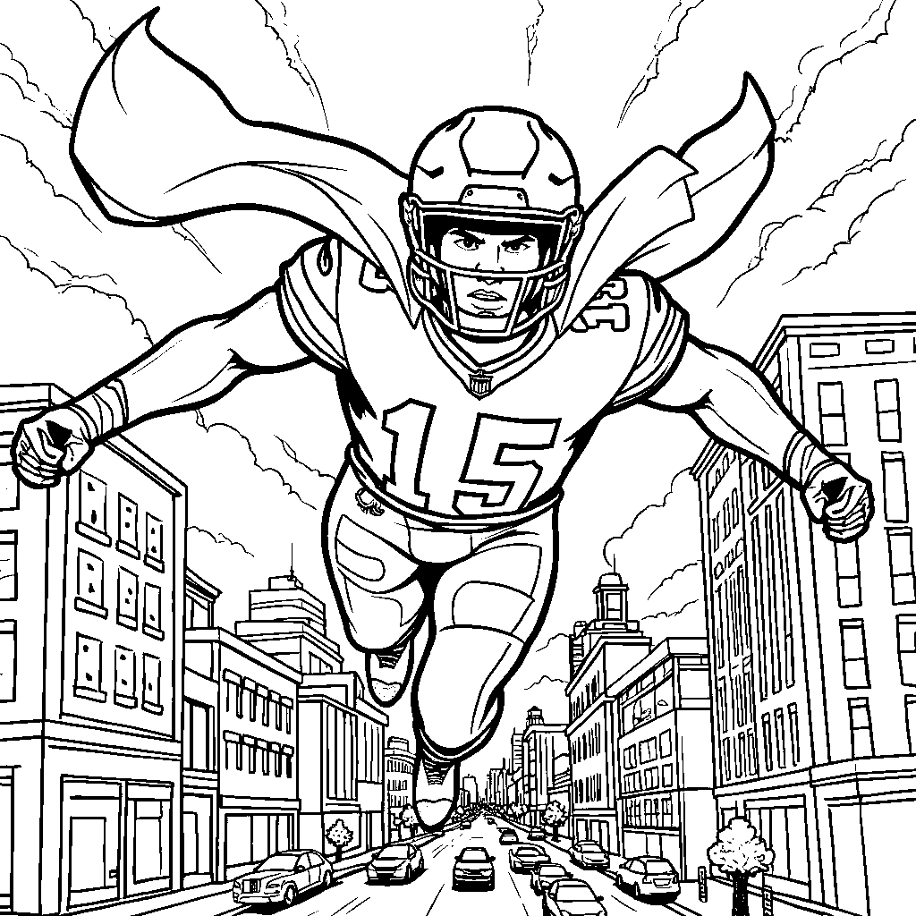 A Superhero Adventure: Patrick Mahomes in the Cityscape