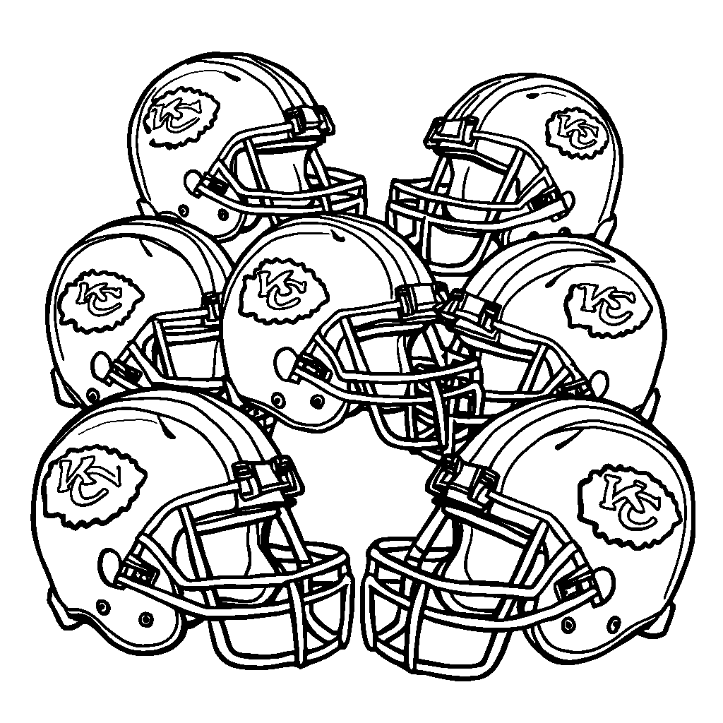 A mini helmet collection featuring Patrick Mahomes’ team colors