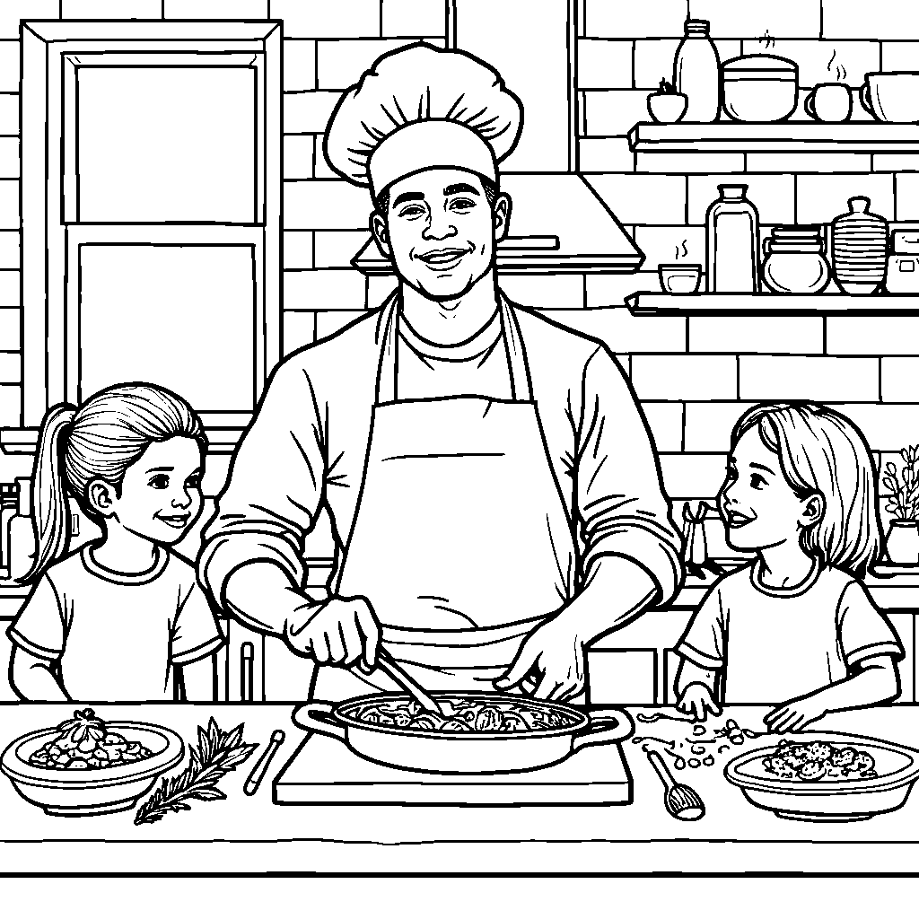 Patrick Mahomes cooking with kids in a kitchen setting