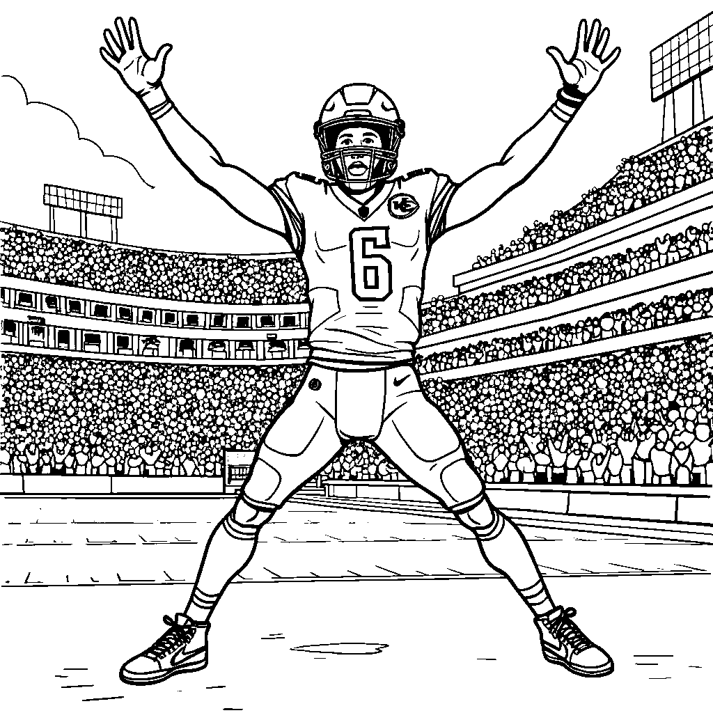 Patrick Mahomes engaging in a victory dance after scoring