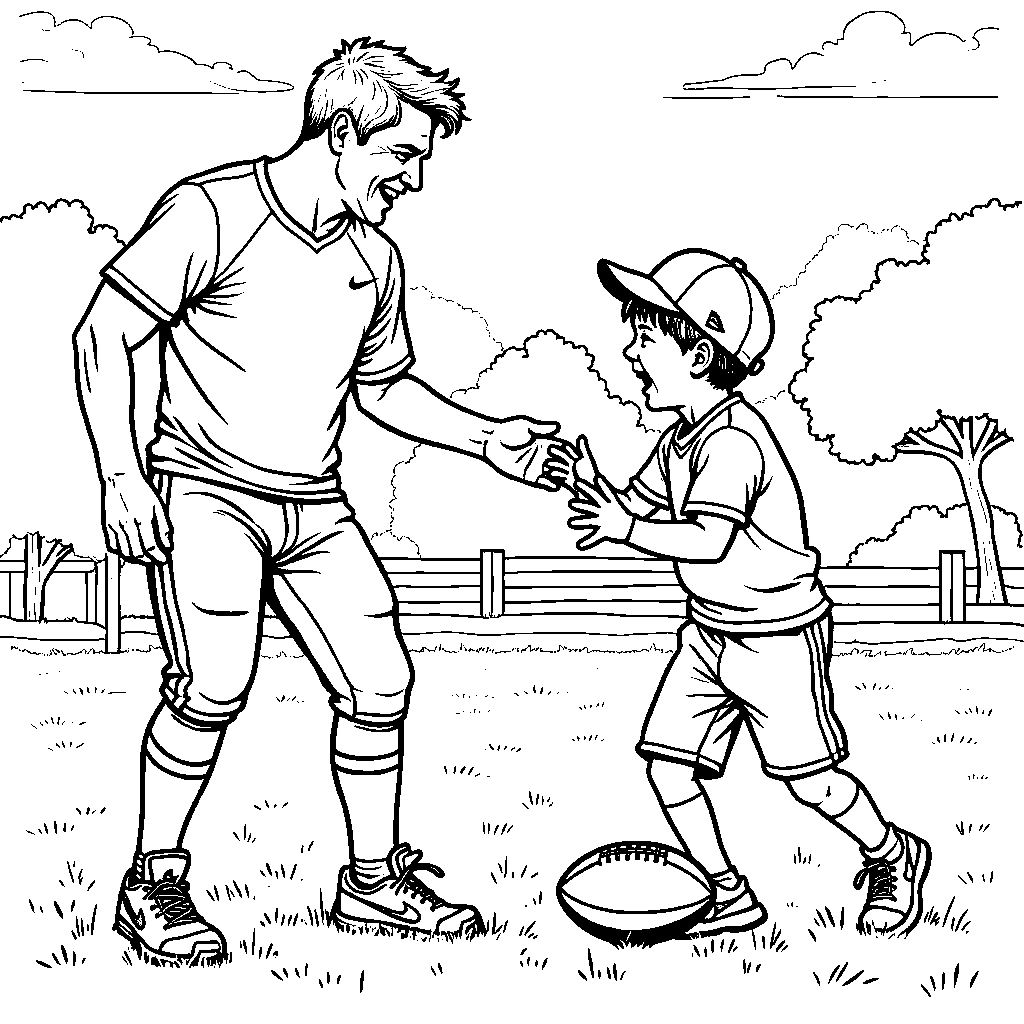 Patrick Mahomes helping a child learn to pass a football