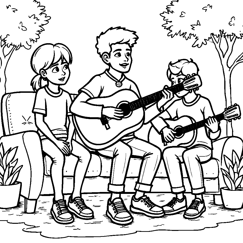 Patrick Mahomes playing guitar and singing with his friends