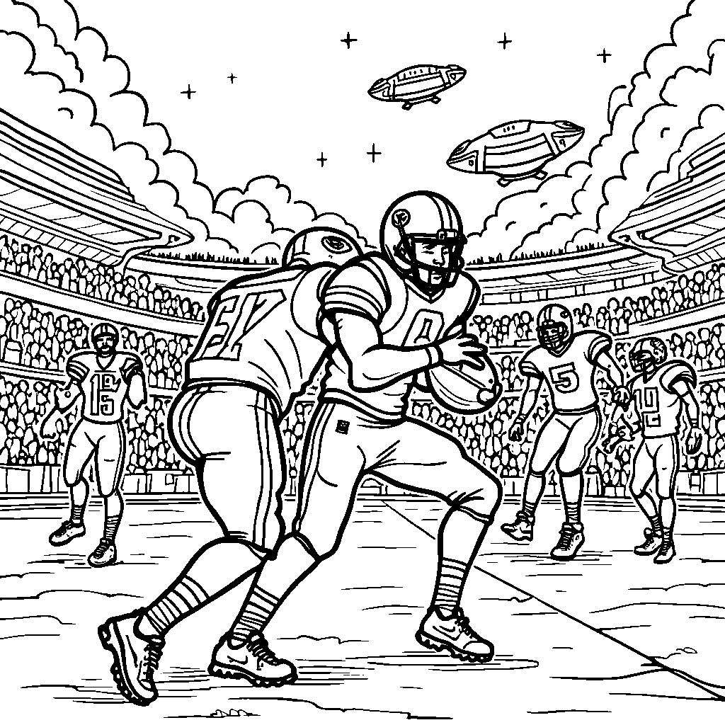 Patrick Mahomes in a sci-fi themed football game with aliens