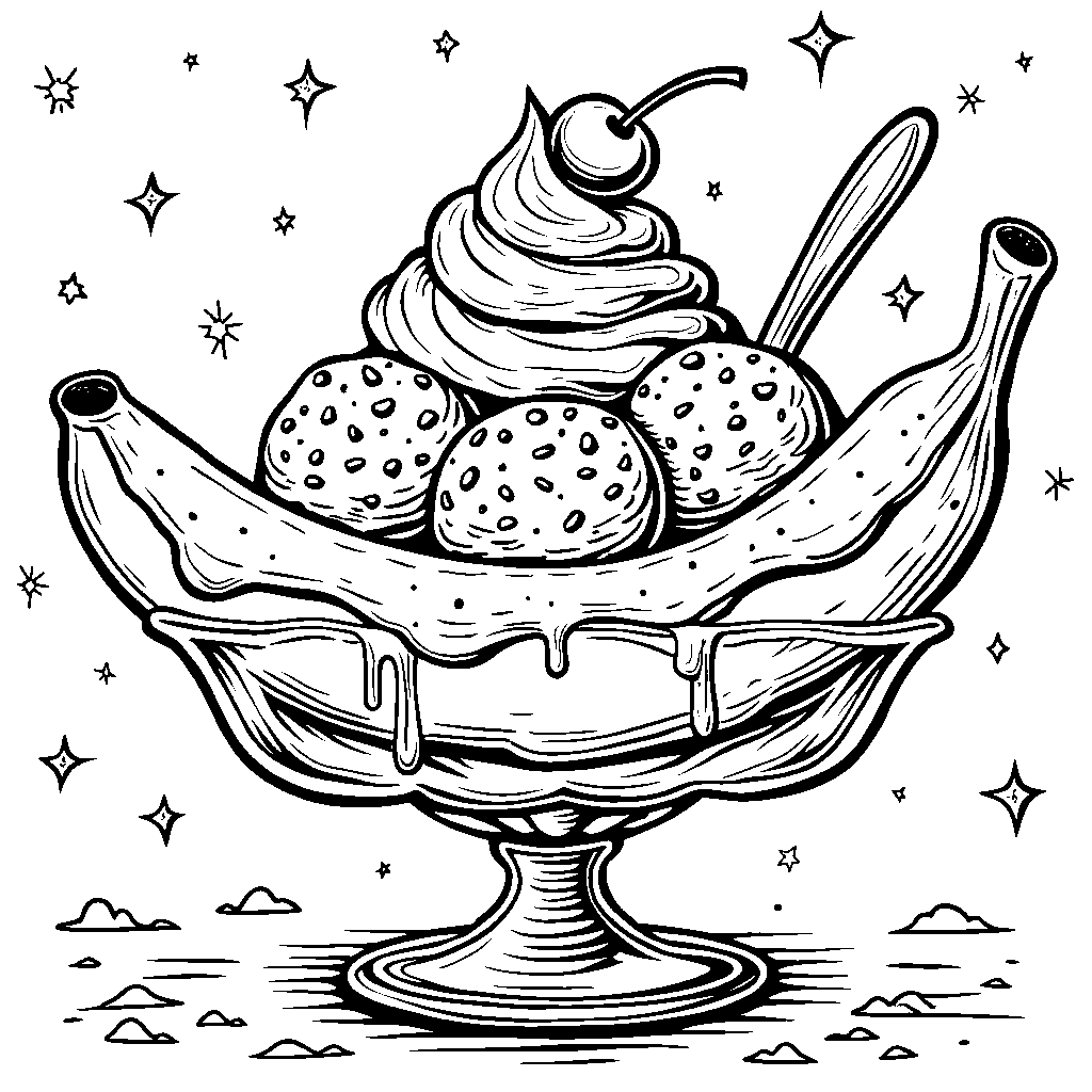 A giant banana split with three scoops