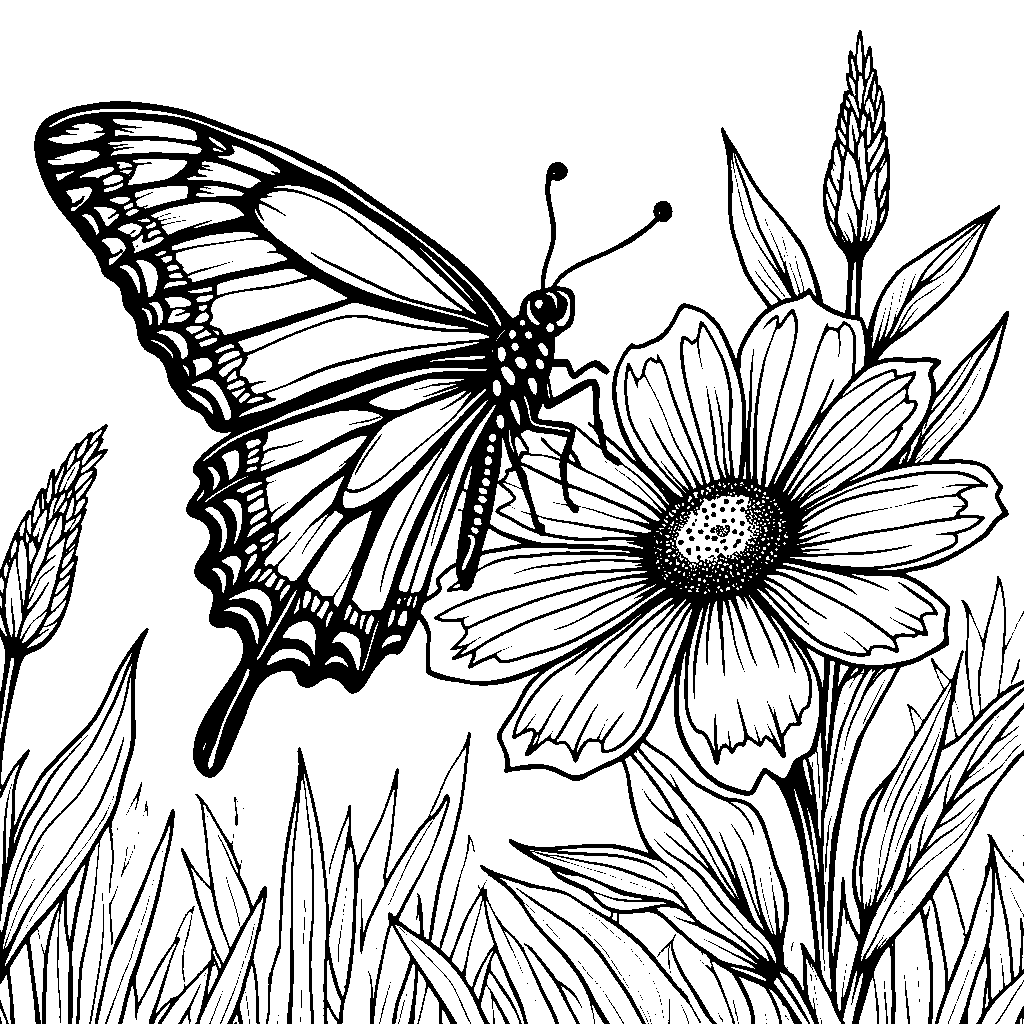 A giant butterfly perched on a flower