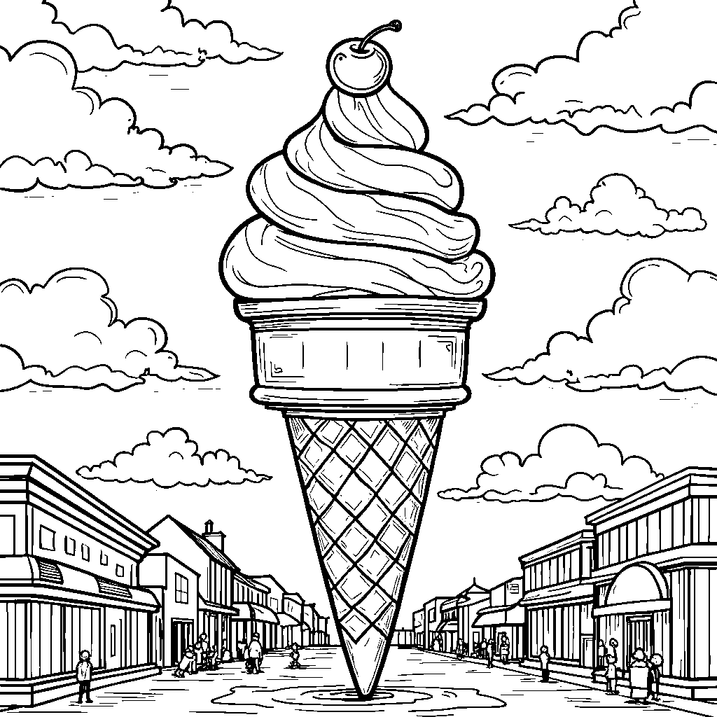 A giant ice cream cone with a cherry on top