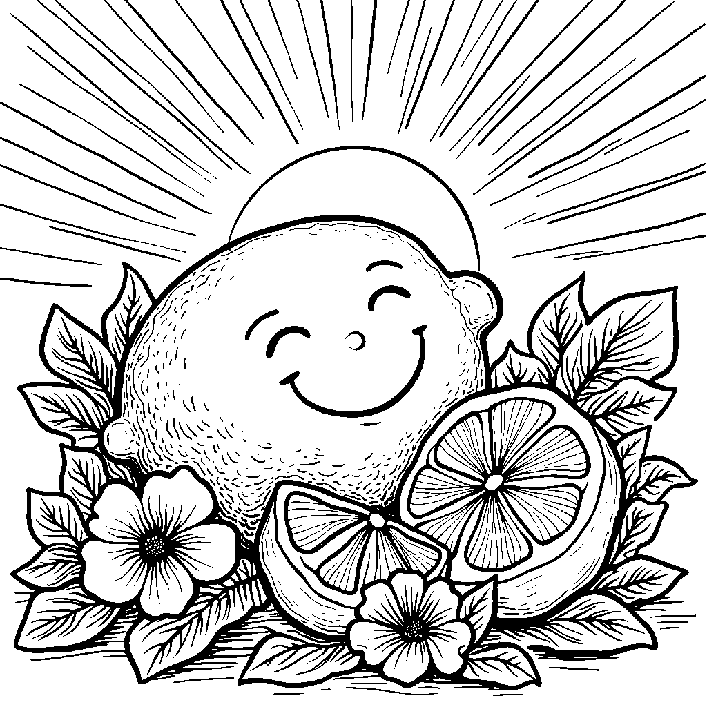 A giant lemon with a smiling face