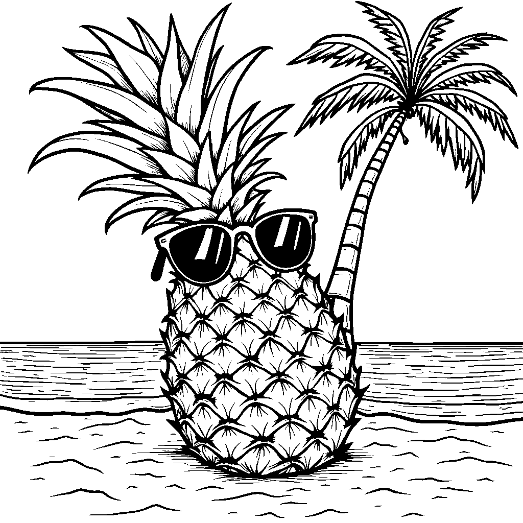 A giant pineapple with sunglasses