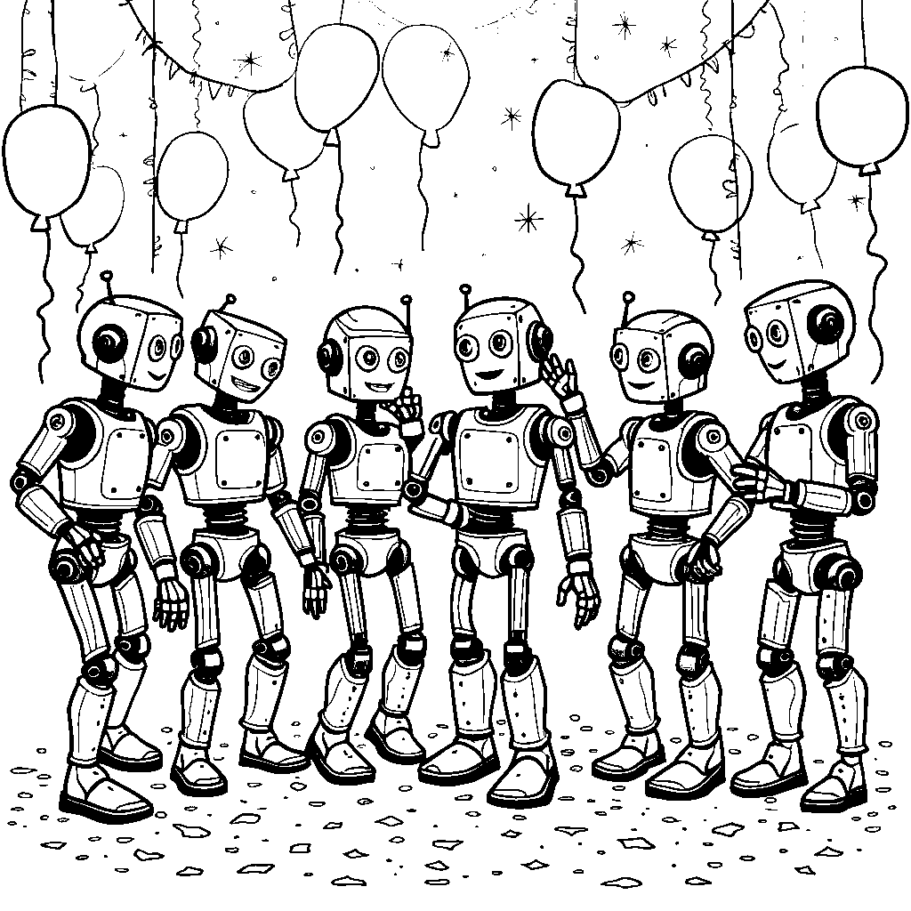 A group of robots having a dance party