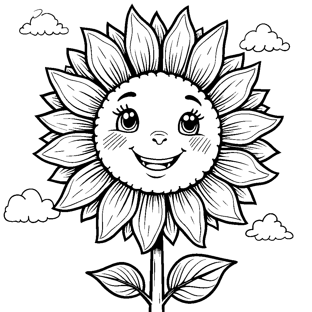 A smiling sunflower with a face