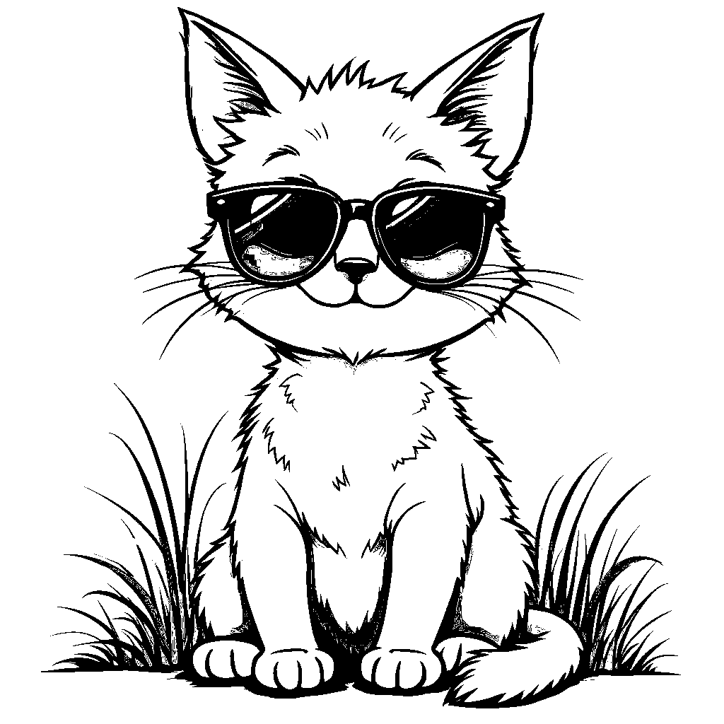 Cartoon cat wearing sunglasses