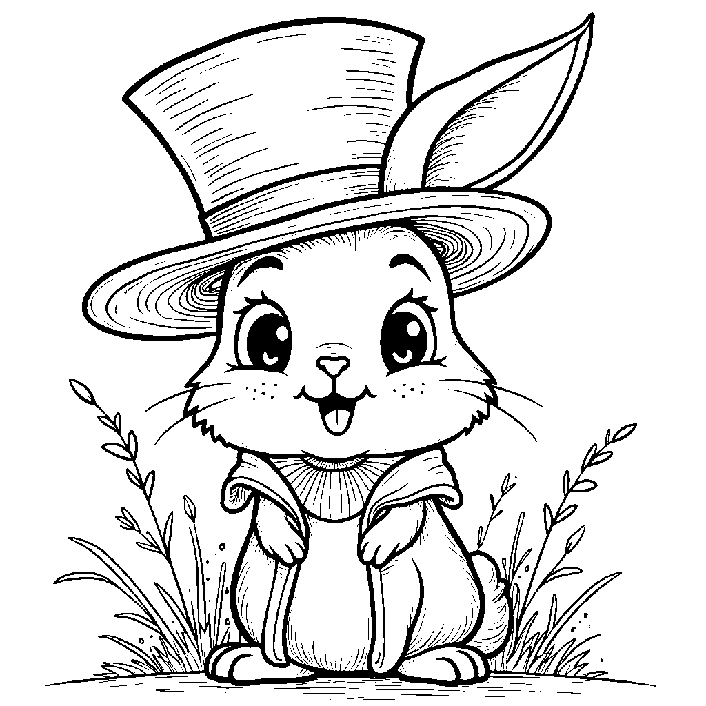 A happy rabbit wearing a top hat