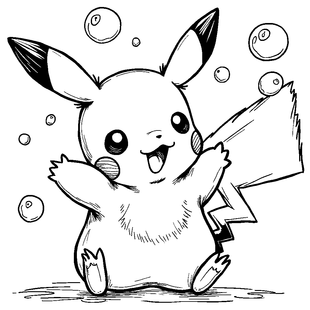 Pikachu blowing bubbles