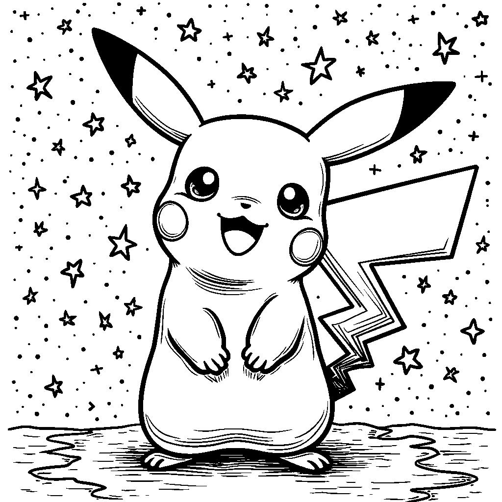 Pikachu surrounded by stars