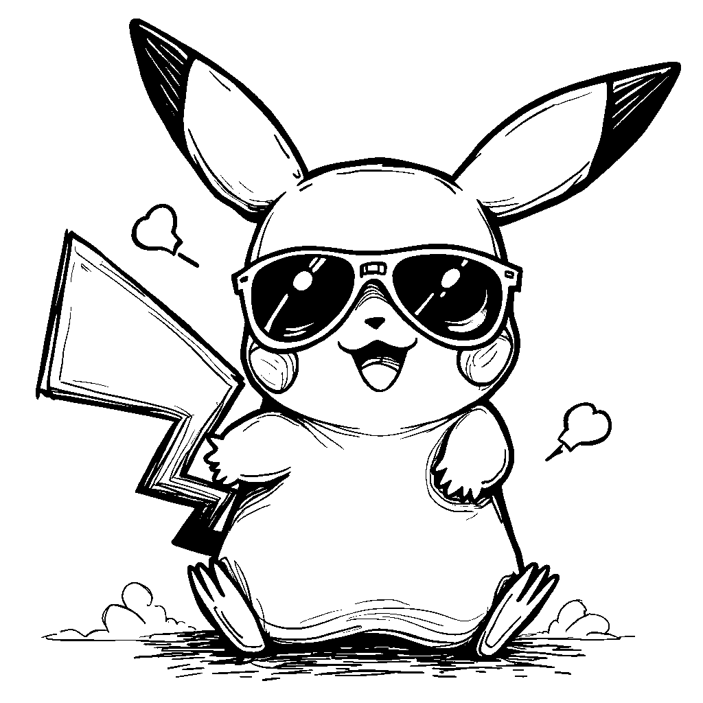 Pikachu wearing a pair of sunglasses