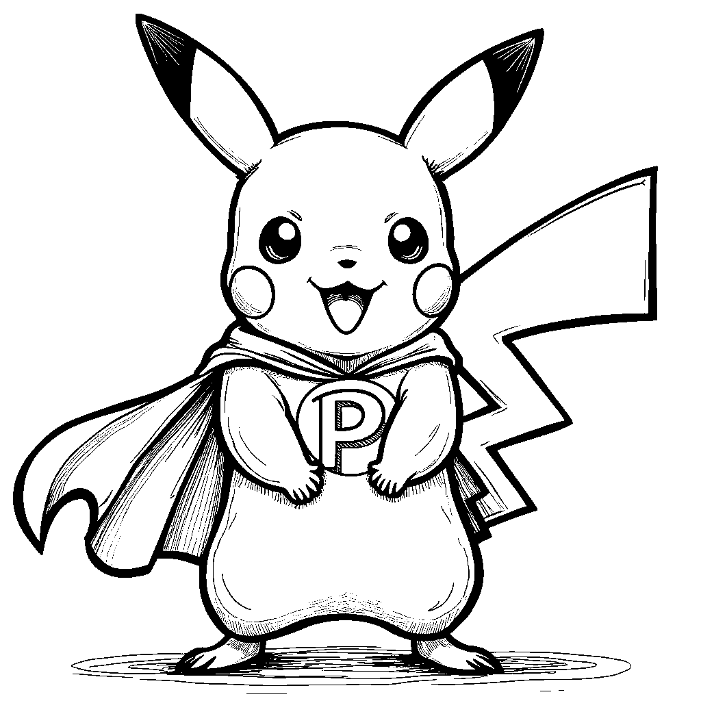 Pikachu wearing a superhero cape