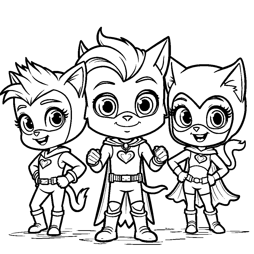 Catboy, Owlette, and Gekko in fun superhero costumes