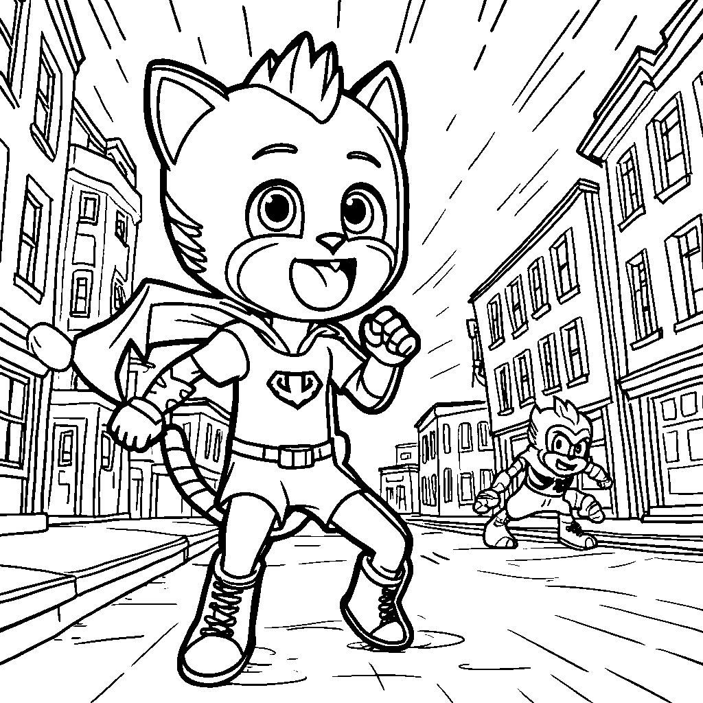 Catboy using his super speed against a villain