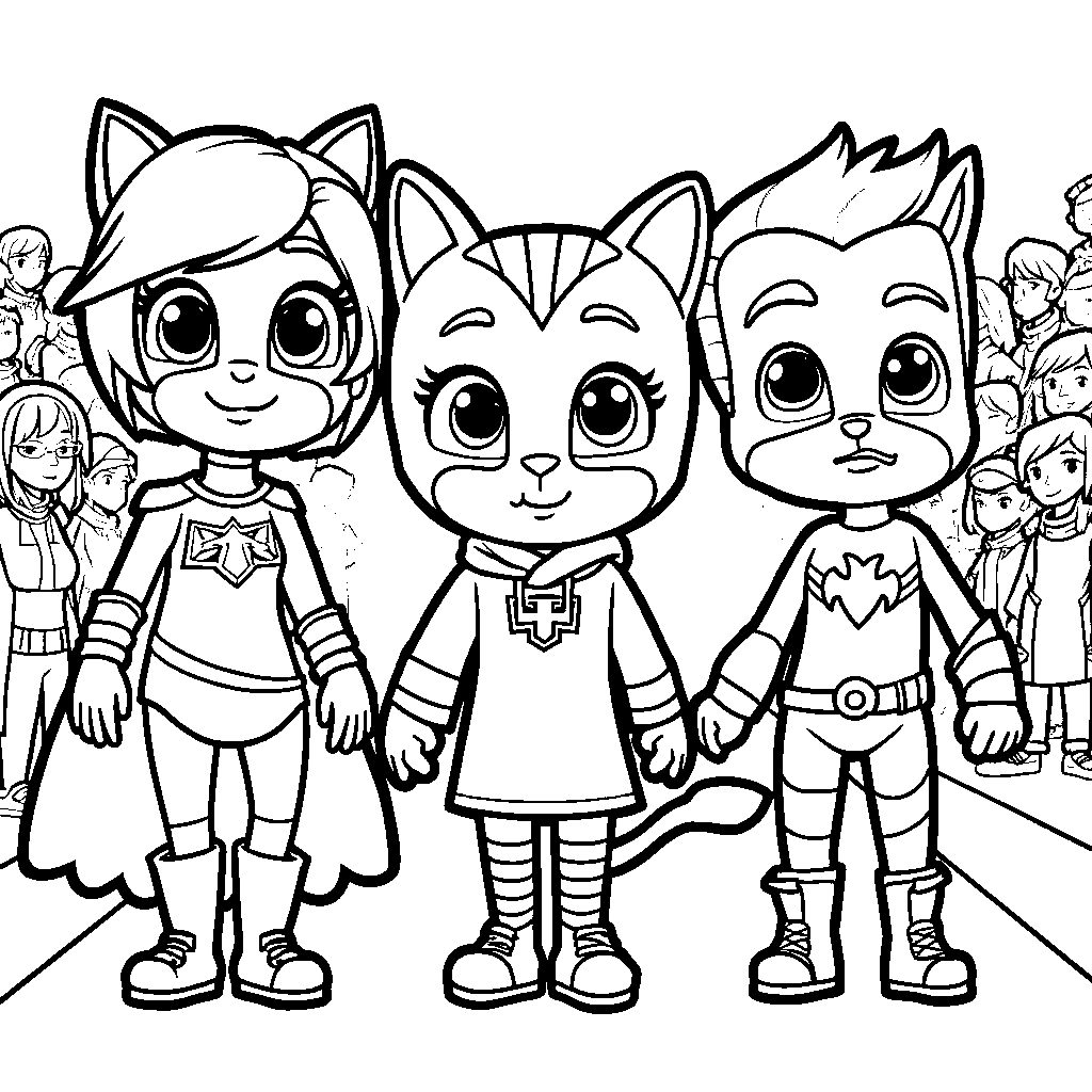 A PJ Masks fashion show with their unique styles