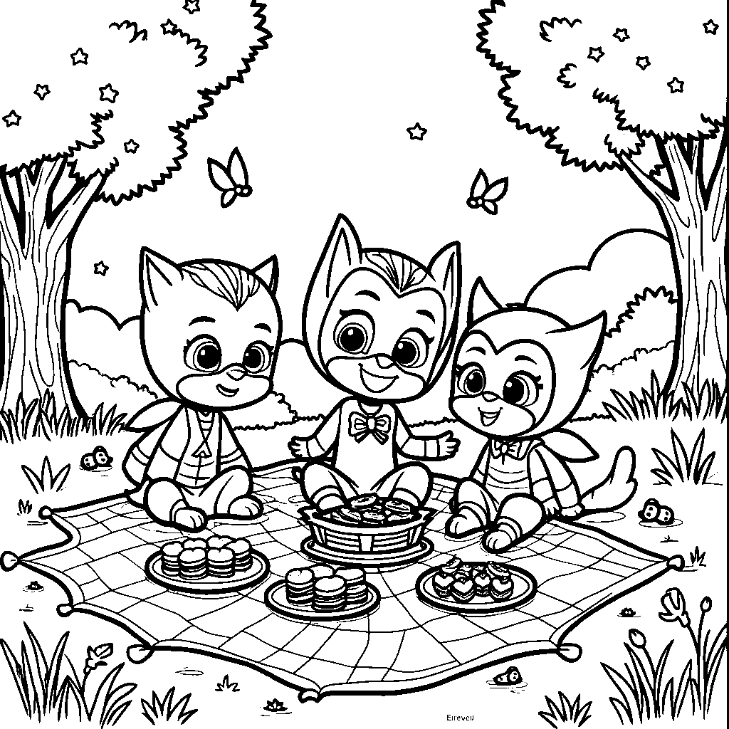 PJ Masks having a picnic