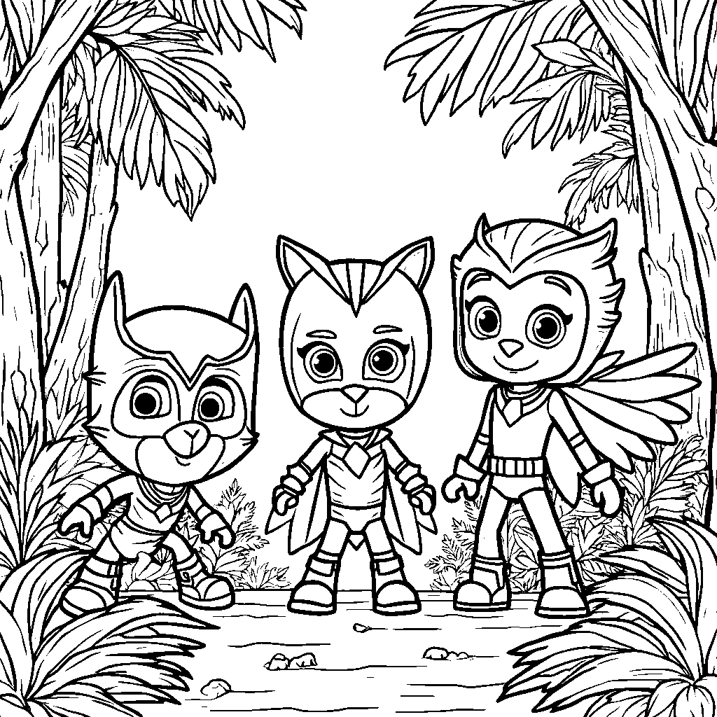 PJ Masks on a treasure hunt in the jungle