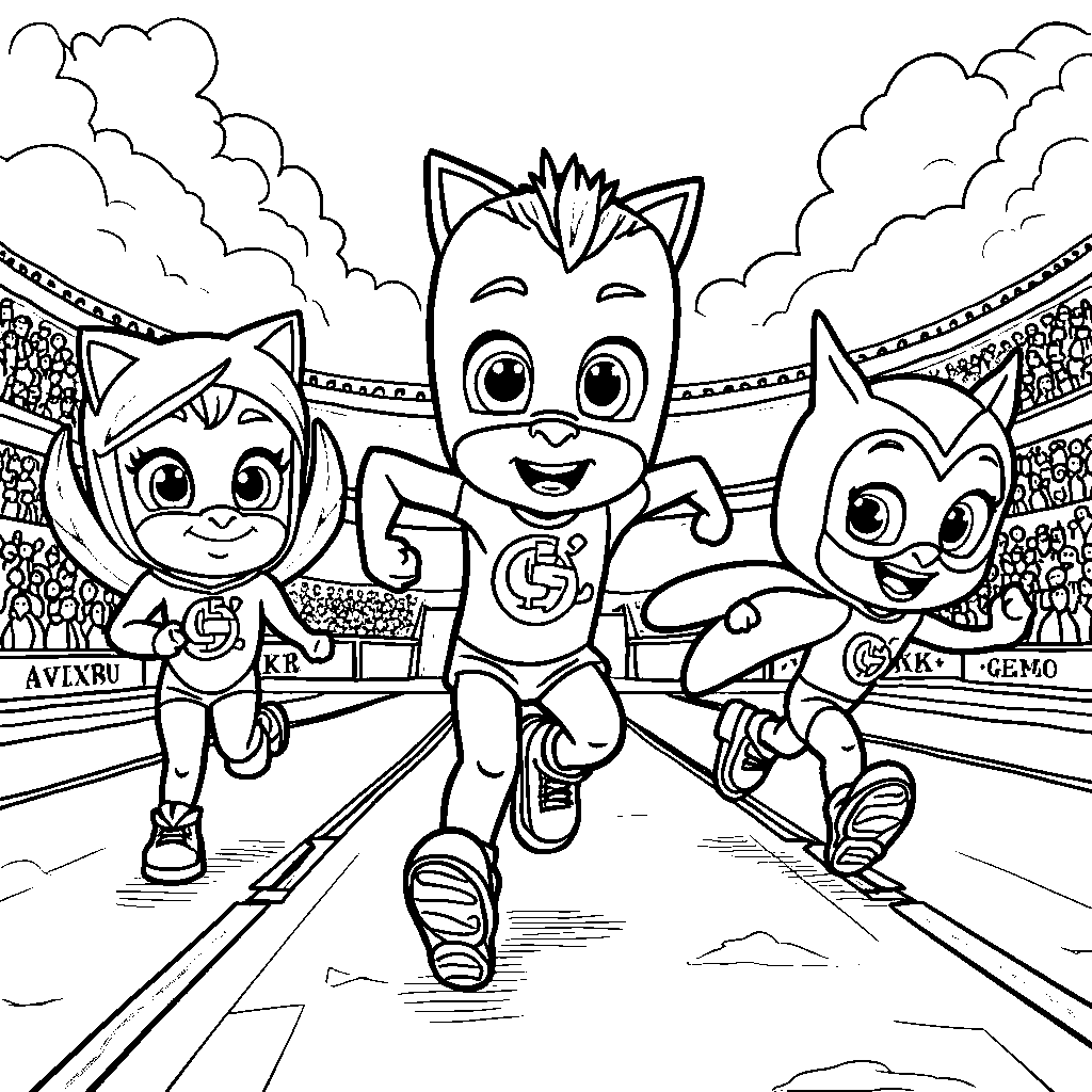 PJ Masks playing sports in a superhero tournament