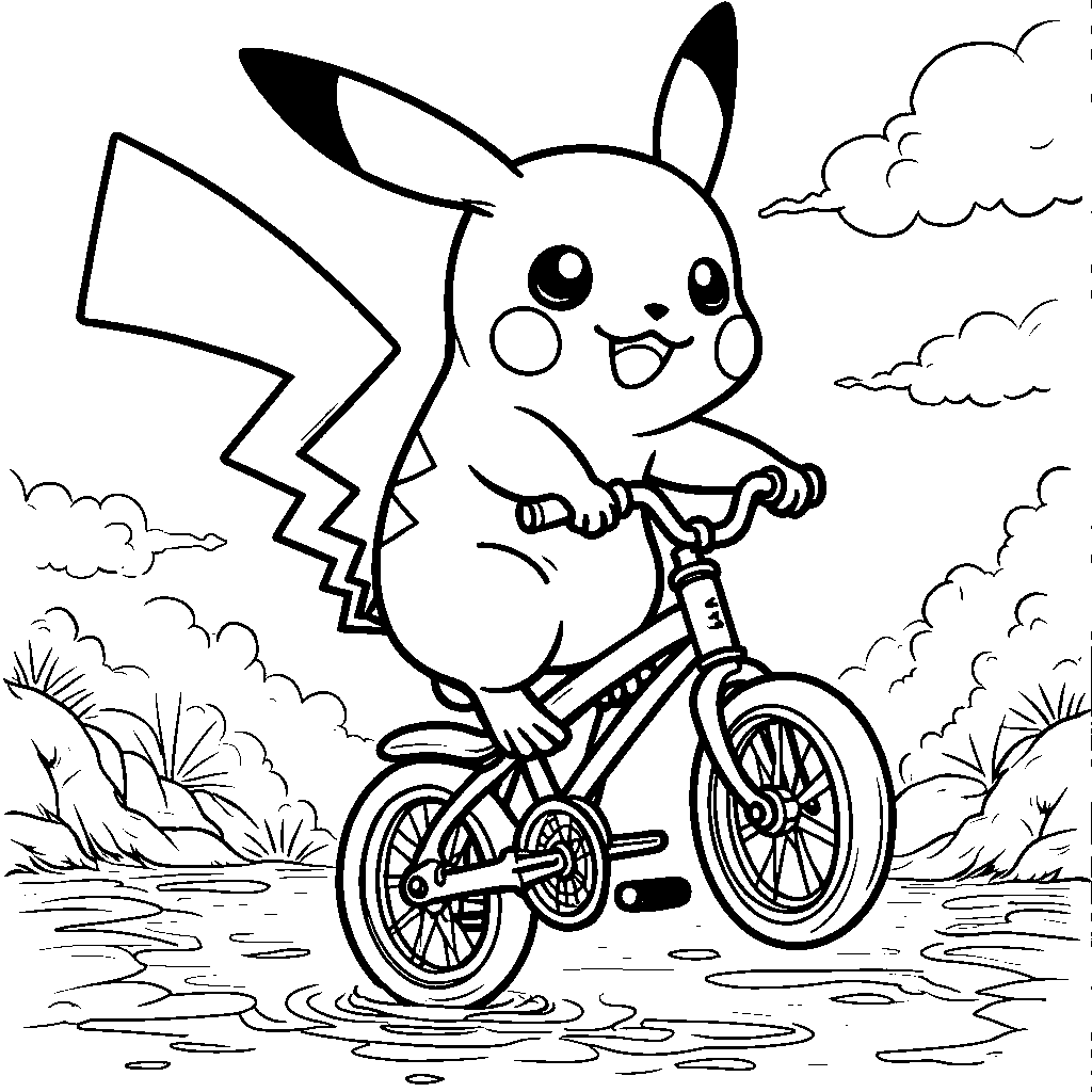 Pikachu riding a unicycle